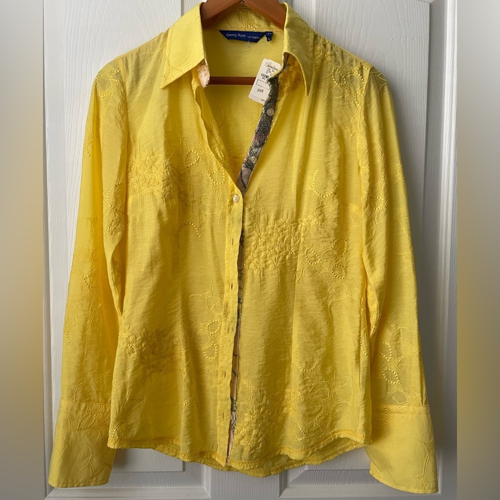 Georg‎ Roth Women’s Embroidered Sequin Button Front Shirt Size XS NWT